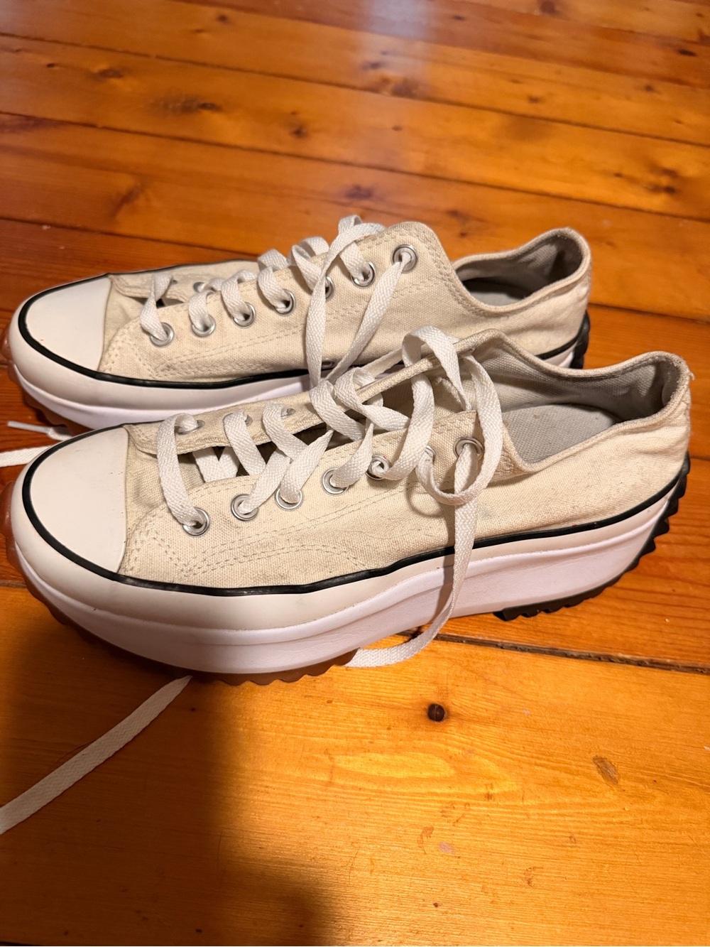 Converse Cream Canvas Platform Sneakers for Women